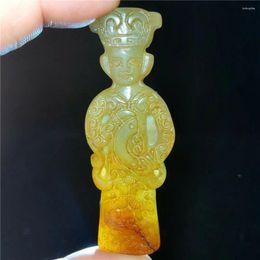 Decorative Figurines China Old Nature Hetian Jade Jadeite Hand-carved Pendant Necklace Figure