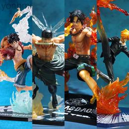 Anime Manga One Piece Anime Monkey D Luffy Roronoa Ace Vinsmoke Sanji Action Figures Dolls PVC Model Collectible Stunt Toy Decoration Gift 240413