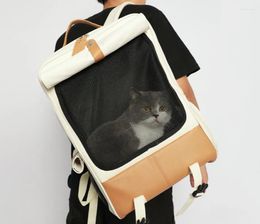 Cat Carriers 2024 High Quality Pet Bag Retro Portable Backpack Large Space Breathable Outgoing Travel