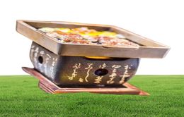 Mini square rock barbecue pan Japanese text barbecue grills BBQ on table Teppanyaki steak plate high temperature stone plate 03227301424