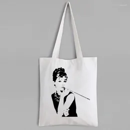 Shopping Bags Portrait Art Bag Cartoon No Zipper Canvas Tote Print Custom Women Gifts Cute M