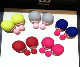 Ins fashion Jewellery unique luxury designer double sided beautiful lovely candy Colour frosted ball stud earrings for woman girls5452789