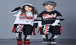 4 Pieces new fashion print cool boys Girls Clothing set Cotton tshirt hip hop dance pants sport clothes suits Kids outfits4327847