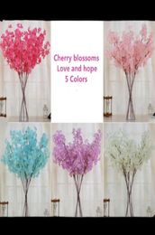 New artificial flowers simulation Cherry blossoms wedding supplies silk flower bouquet home decoration 5 Colours 10 PCS Lot6952014