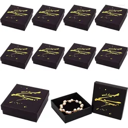 Jewellery Pouches 12 Pcs Cardboard Boxes 3.6x3.6x1.1 Black Gift Packaging Box Square With Sponge