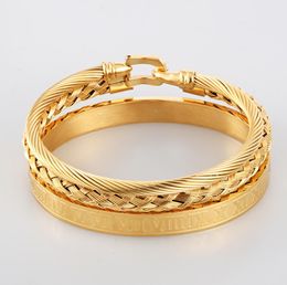 3pcs/set Royal Roman Bracelets Cable Horseshoe Buckle Bangles For Men Stainless Steel Pulseiras Jewellery Accessories6056817