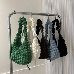 Hobo Women Pleated Clutch Purse Soft Drawstring Strap Cloud Coin Solid Colour Casual Armpit Bag Large Capacity Chic Sling