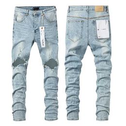 Purple Brand jeans Men fashion trend hip-hop hole personality American Stylish Stretch Skinny Fit pants Streetwear