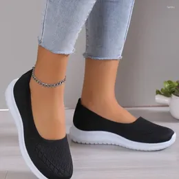 Casual Shoes Women's 2024 High Quality Knitted Vulcanize Breathable Women Sneakers Flat Heel Slip-on Ladies