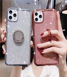 2021 Phone Cases with Diamond Ring kickstand for iPhone 13 12 Mini 11 Pro Max Xr X Xs 7 8 6S Plus Luxury Glitter Cellphone Case7032010