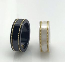 18k Gold Rim Couple Ring Fashion Simple Letter Ring Quality Ceramic Material Ring Fashion Jewelry Supply5709169