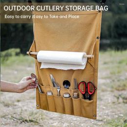 Storage Bags Camping Tableware Bag Picnic Barbecue Cutlery Holder Multi Pocket Paper Rack Towel Hanging Outdoor Portable