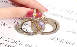 S925 Silver Stitch Fashion Earrings with Diamond Studded Geometric Circle Earrings Vintage Colour Studded Long Fringe Earrings8353227