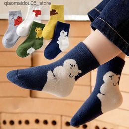 Kids Socks 5 pairs/batch of boys and girls cotton socks 1-12 years cartoon children autumn winter spring socks wholesale childrens floor socks Q240413