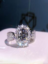 Hollow Flower Sona Diamond Ring 925 sterling silver Engagement Wedding band Rings for Women4987983