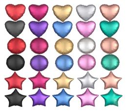 50pcslot 18inch Metal chrome Foil balloon Heart Star Round Matte frosted helium ballons Birthday Wedding party decor whole T5145479