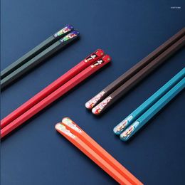 Chopsticks 5/6Pairs Japanese Style Reusable Traditional Handmade Creative Pattern Family Sushi Kitchen Tool