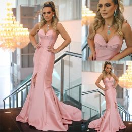 Elegant Evening Dresses Sexy Sweetheart Side Split Lace Satin Prom Gowns 2024 Custom Made Sweep Train Mermaid Special Occasion Dress