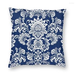 Pillow Soft White And Blue Damask Throw Cover Decoration Bohemian Floral Paisley Style 40x40 Pillowcover For Sofa