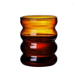 Wine Glasses 1 PC 300ml 10oz Wavy Glass Tumbler Clear Green Amber Blue Coffee Juice Water Heat Resistant Cup