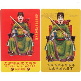 Gift Wrap 2 Pcs 2024 Year Of The Tai Sui Card General Li Cheng Safety Fengshui Amulet Chinese Style Fortune Auspicious Cards