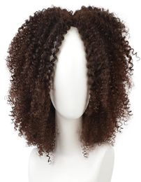 Short Afro Kinky Curly Hair Wigs for Black African American Women Natural Brown Costume Synthetic Wigs4226836