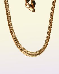 GNIMEGIL 6mm Fashion Bone Chain Long Gold Filled Curb Cuban Link Chain Necklace For Men Vintage Christmas Gifts Jewelry1884927