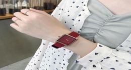 Wristwatches Elegant Ladies Wrist Watches 2021 Women Fashion Red Watch Classic Retro Square Female Quartz Leather Dress Clock8548342