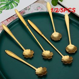 Coffee Scoops 1/2/5PCS Flower Spoon Set Small Teaspoon Cute Ice Cream Dessert Silver Gold Stainless Steel For