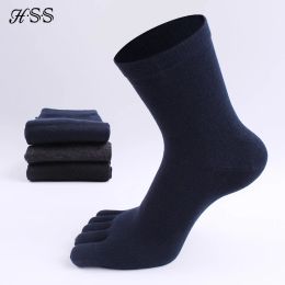 Socks Hss Brand High Quality Business Men's Toe Socks Spring Winter Cotton Socks Black Five Finger Toe Socks for Male Us Size (6.511)