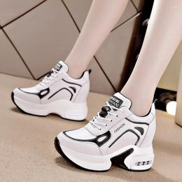 Casual Shoes Women's 2024 Autumn Wedge Platform Lace Up Sneakers Fashion High Heels Breathable Comfortable Sport