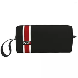 Cosmetic Bags Classic Video Game N7 Mass Effect Makeup Bag Women Travel Organiser Fashion Storage Toiletry Dopp Kit Case Box