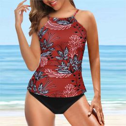 Women Sexy Two Piece Tankini Set Top Shorts Set Swimsuit Clothes Set Ruched Tummy Control Mujer Swim Suit Tankinis Summer Beach