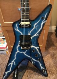 Dimebag Darrell Dime DimeBolt 3Lightening From Hell Blue Electric Guitar Flame Maple Top Floyd Rose Tremolo Bridge Whammy Bar 2500084