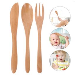 Forks Wood Fork Cutlery Kit Tableware Fine Dinnerware Steak Wooden Eating Utensils Child