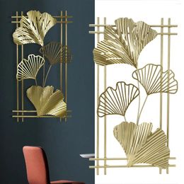 Decorative Figurines Gold Metal Wall Decor Golden Leaf Hanging Art Sculpture With Frame For Living Room Office Home El