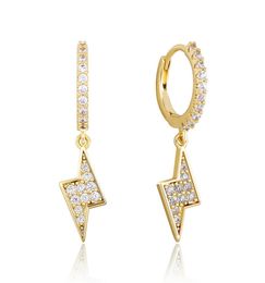 Unisex Fashion Men Women Earrings Gold Plated Bling CZ Light Earrings for Men Women Hip Hop Earrings Nice Gift for Friend4781015