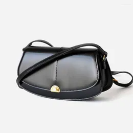 Evening Bags MS French Style Women Handbag For Genuine Leather Bread Shape Saddle Summer Underarm Shoulder Chic Lady Purse2024