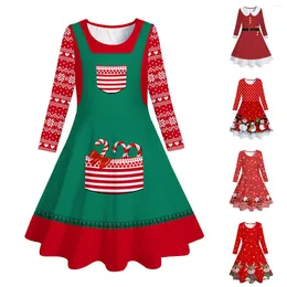 Girl Dresses Christmas Girls Dress Kids Toddler Baby Autumn Xmas Print Long Sleeve Princess Year Party Carnival Robe