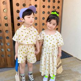 Clothing Sets Summer Fashion Brother And Sister Korean Style Girls Chrysanthemum Casual Long Dress Boys Clothes