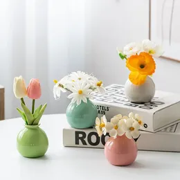 Vases 1Piece Ceramic Mini Flower Vase Home Garden Decoration Planter Pot Cute Flowerpot Desktop Office Bonsai