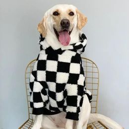Dog Apparel Jacket Cute Heart Print Winter Fleece Clothes For Medium Large Coat High Collar Plaid Big