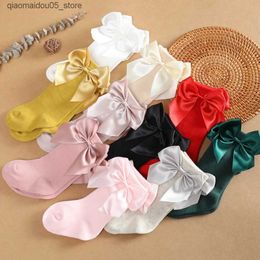 Kids Socks Baby socks girl newborn knee high Christmas bow princess socks childrens floor socks cotton clothes Q240413