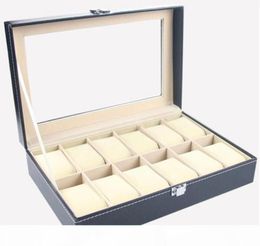 Faux Leather Watch Box Display Case Organiser 12 Slots Jewellery Storage Box9467664