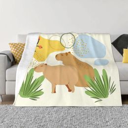 Blankets Capybara Blanket Flannel Decoration Abstract And Minimal Portable Home Bedspread