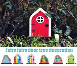 Cute Miniature Window Door Wooden Fairy Gnome Fairy Tale Gate Garden Lawn Ornament Miniature Window and Door Home Decoration Q08119194784