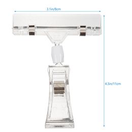 Clear Sign Clips Plastic Merchandise Rotatable Pops Clip Sign Holder Stand Swivel Price Clips Tag Clothing Rack Signs Display