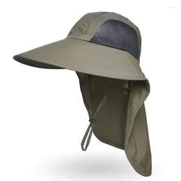 Berets Quick Drying Bucket Hat For Women Men UV Neck Protection Sun Summer Breathable Fisherman Cap Outdoor Wide Brim Hiking Hats