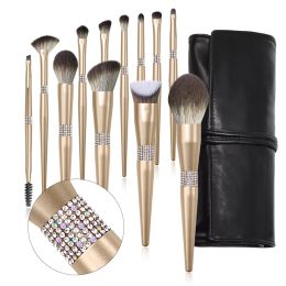 Shadow 12pcs Champaign Gold Makeup Brushes Set Power Foundation Contour Eyeshadow Lip Make Up Brushes Professional Cosmetic Beauty Tool