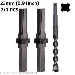 2+1PC 23mm (0.91Inch) Rock Splitting Wedges and Rotary Hammer Drill Bit for Concrete Stone Splitter Marble Granite Hand Tools